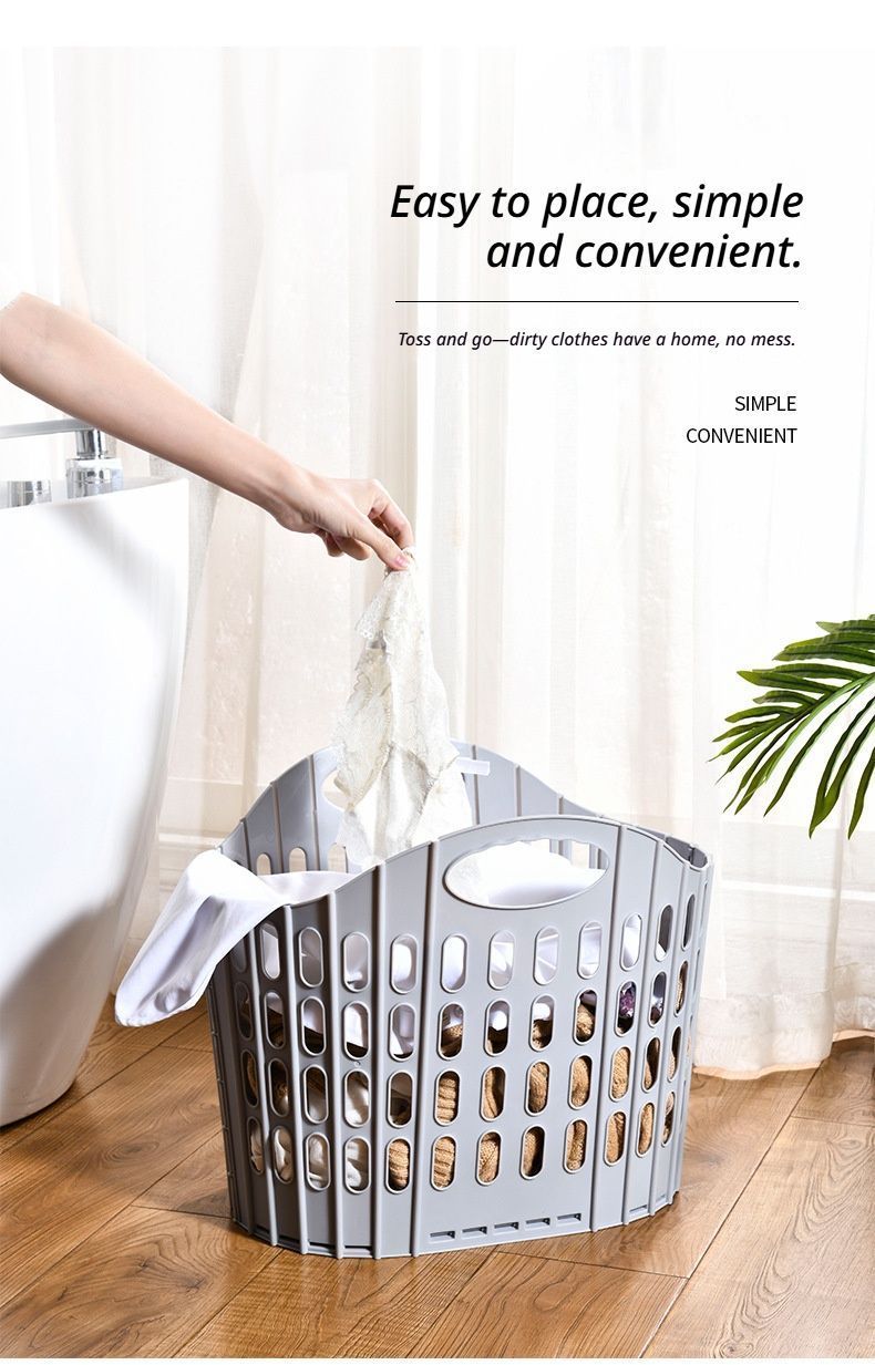 Fold the dirty clothes basket-small gray V1221-FOLD-THE-DIRTY-CLOTHES-BASKET-SMALL-GRAY