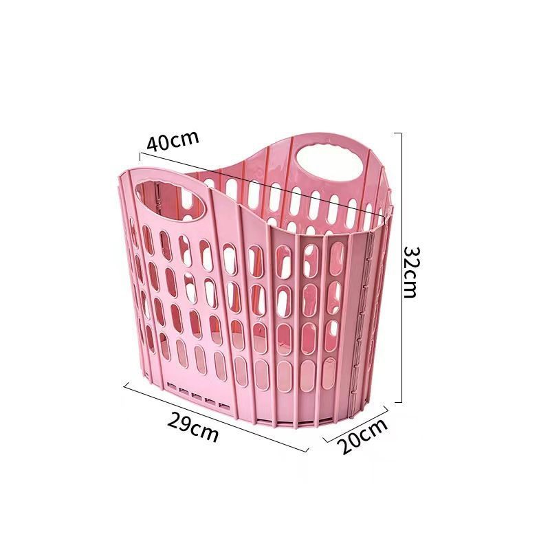 Fold the dirty clothes basket-small pink V1221-FOLD-THE-DIRTY-CLOTHES-BASKET-SMALL-PINK