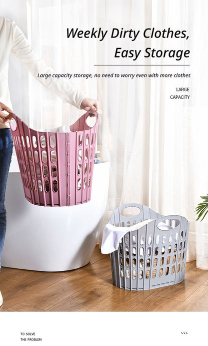Fold the dirty clothes basket-small white V1221-FOLD-THE-DIRTY-CLOTHES-BASKET-SMALL-WHITE
