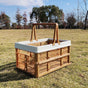 Folding picnic basket-Brown with Beige V1221-FOLDING-PICNIC-BASKET-BROWN-WITH-BEIGE