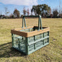 Folding picnic basket-Green with Brown V1221-FOLDING-PICNIC-BASKET-GREEN-WITH-BROWN