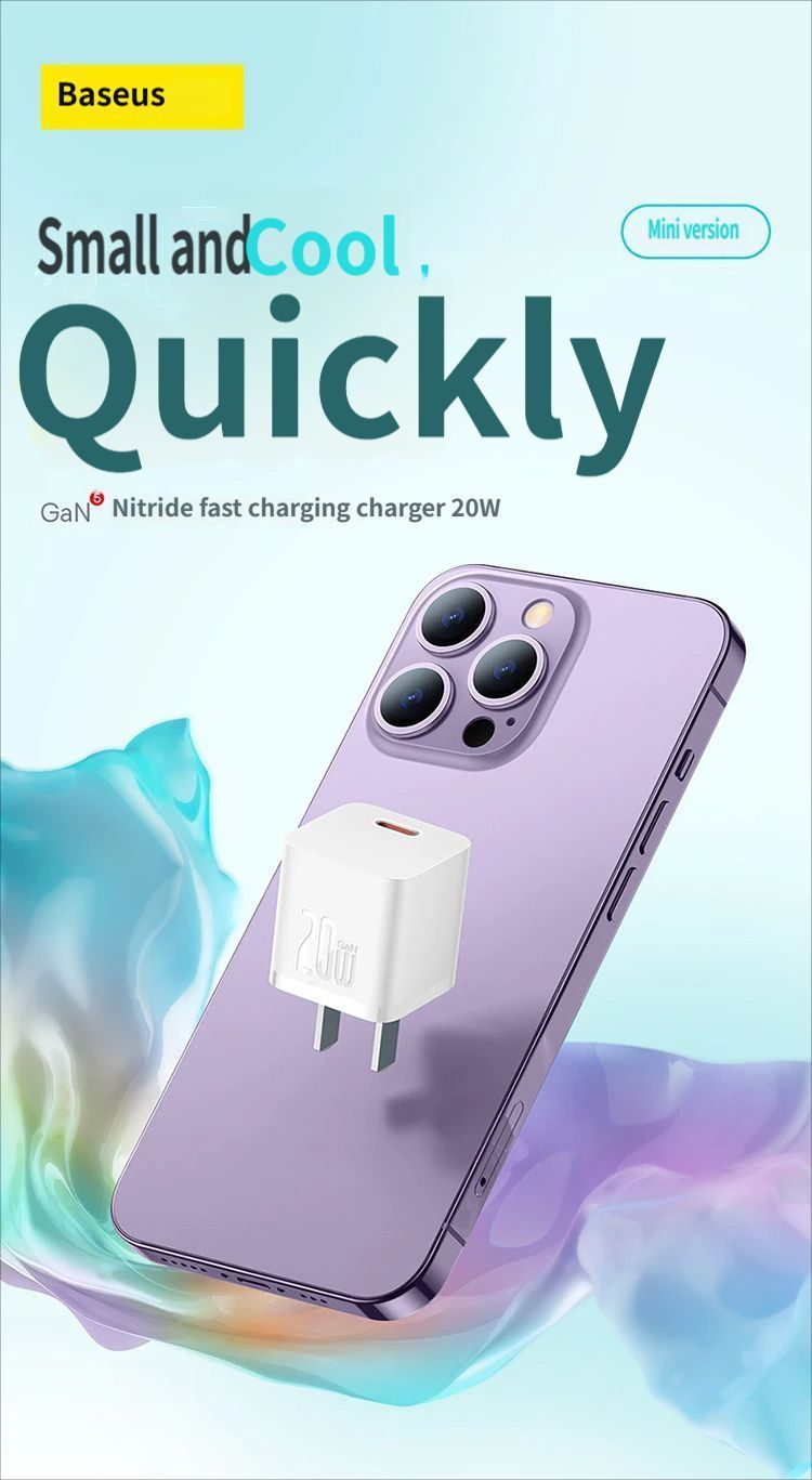 GaN5 Fast charging charger mini 1C 20W-Blue V1221-GAN5-CHARGER-MINI-1C-20W-BLUE