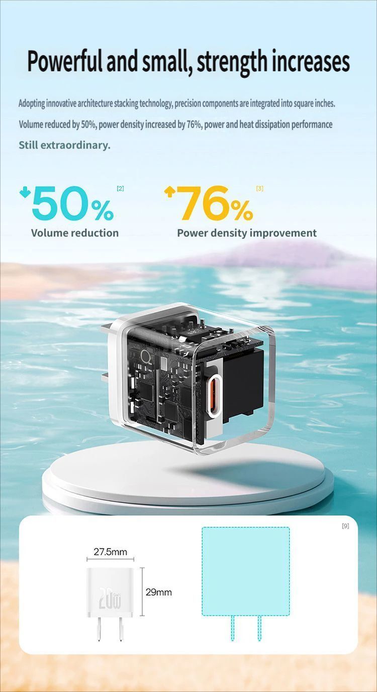 GaN5 Fast charging charger mini 1C 20W-Blue V1221-GAN5-CHARGER-MINI-1C-20W-BLUE
