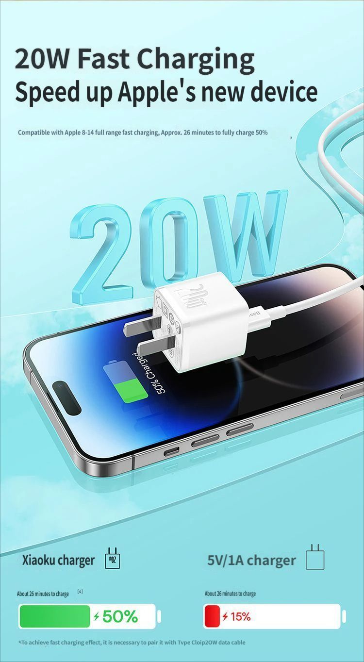 GaN5 Fast charging charger mini 1C 20W-Blue V1221-GAN5-CHARGER-MINI-1C-20W-BLUE