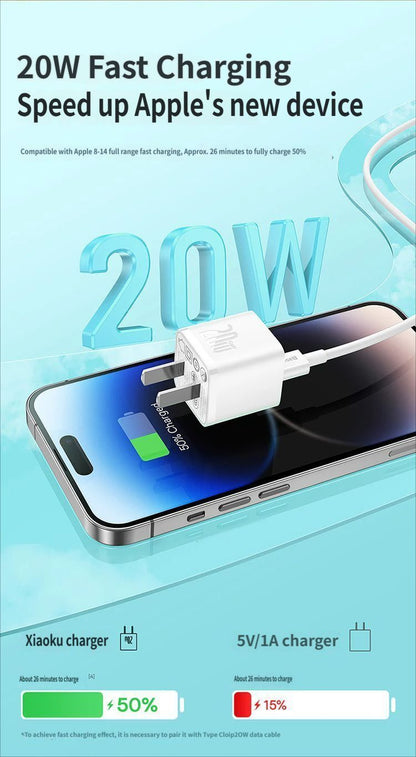 GaN5 Fast charging charger mini 1C 20W-Blue V1221-GAN5-CHARGER-MINI-1C-20W-BLUE