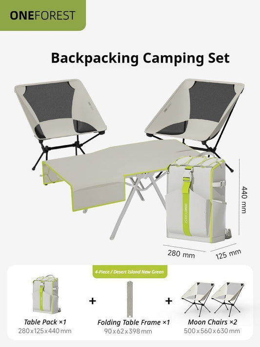 Green 4-Piece Set-Bag+Aluminum Table Frame+2 Moon Chairs V1221-GREEN-4-PIECE-SET-BAG-ALUMINUM-TABLE-FRAME-2-MOON-CHAIRS