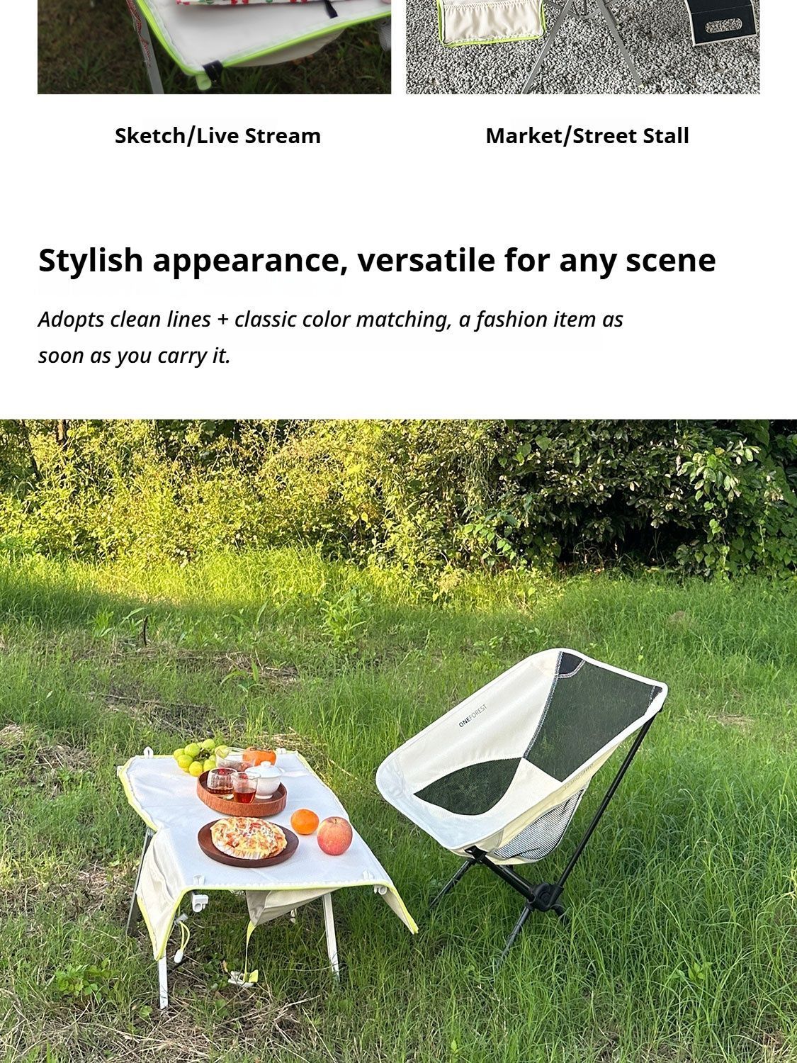 Green 4-Piece Set-Bag+Aluminum Table Frame+2 Moon Chairs V1221-GREEN-4-PIECE-SET-BAG-ALUMINUM-TABLE-FRAME-2-MOON-CHAIRS