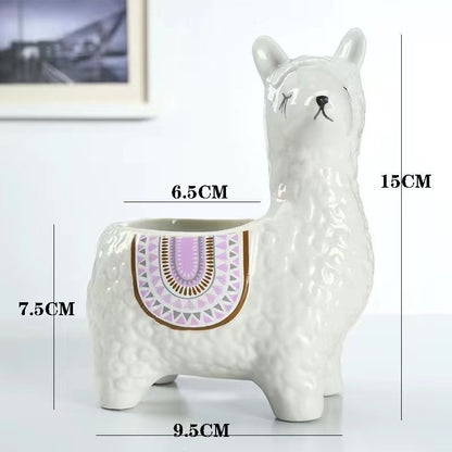 Head-Tilted-Alpaca-Orchid-Ceramic-Planter V1221-HEAD-TILTED-ALPACA-ORCHID-CERAMIC-PLANTER