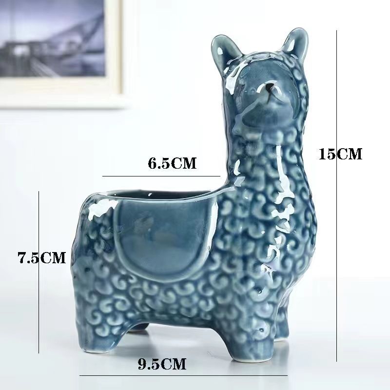 Head-Tilted-Alpaca-Orchid-Ceramic-Planter V1221-HEAD-TILTED-ALPACA-ORCHID-CERAMIC-PLANTER