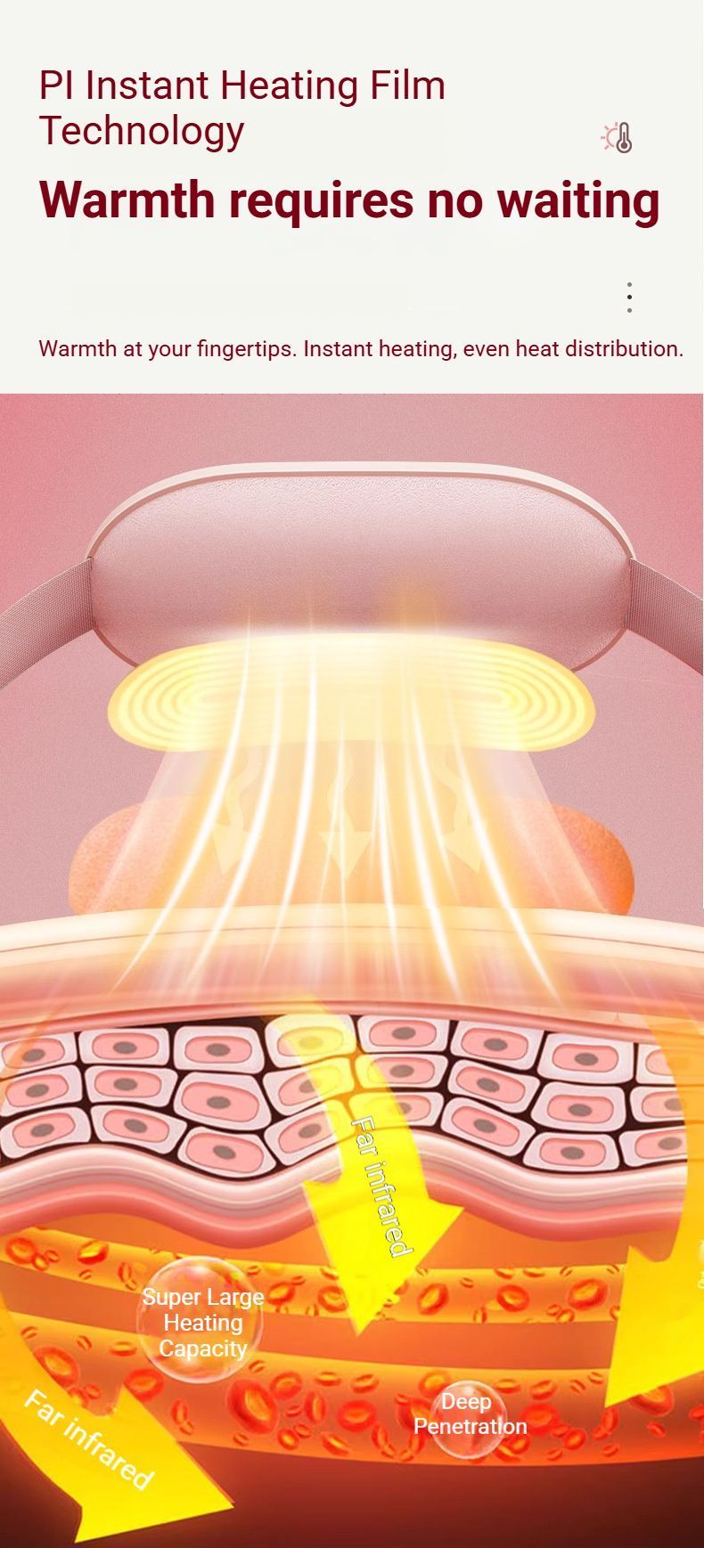 Heated Period Relief Waist Belt Pink Cute Baby V1221-HEATED-PERIOD-RELIEF-WAIST-BELT-PINK-CUTE-BABY