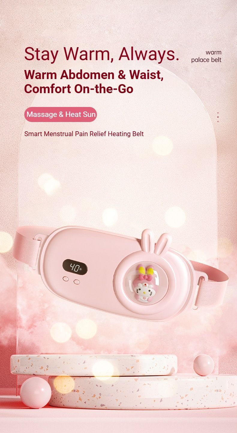 Heated Period Relief Waist Belt Pink Little Rabbit V1221-HEATED-PERIOD-RELIEF-WAIST-BELT-PINK-LITTLE-RABBIT