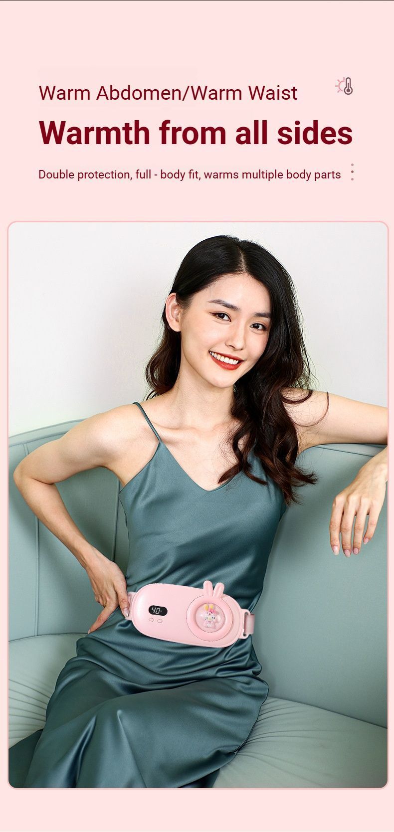 Heated Period Relief Waist Belt Pink Little Rabbit V1221-HEATED-PERIOD-RELIEF-WAIST-BELT-PINK-LITTLE-RABBIT