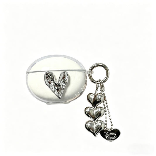 Irregular Heart Transparent Shell + Three Hearts Apple AirPods 4 V1221-IRREGULAR-HEART-TRANSPARENT-SHELL-THREE-HEARTS-APPLE-AIRPODS-4