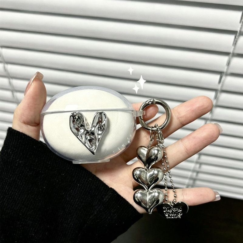 Irregular Heart Transparent Shell + Three Hearts Apple AirPods 4 V1221-IRREGULAR-HEART-TRANSPARENT-SHELL-THREE-HEARTS-APPLE-AIRPODS-4