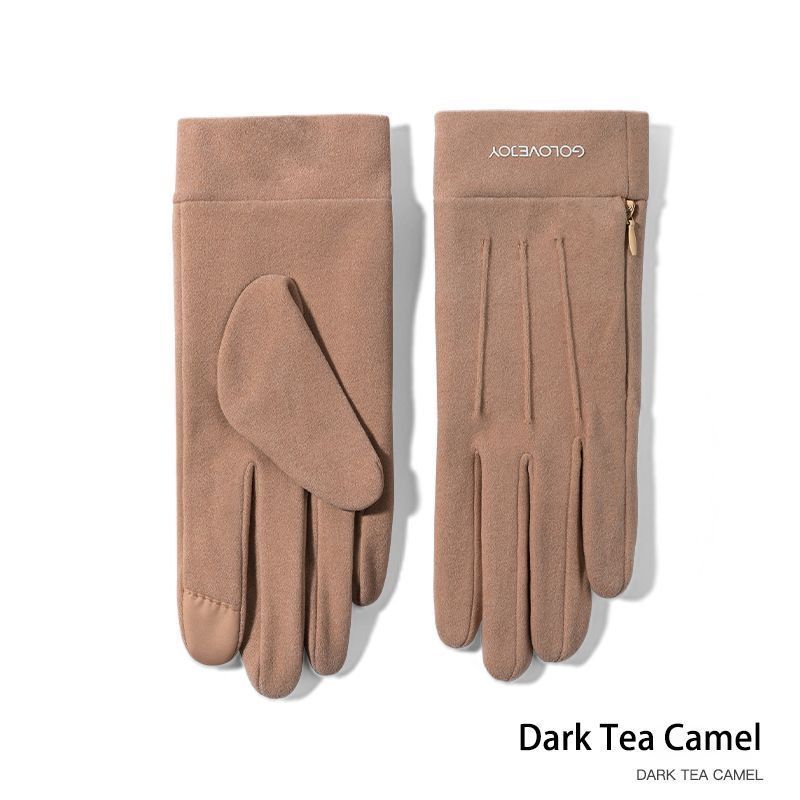 Ladies Winter Warm Cashmere Gloves DY36 Dark Tea Camel V1221-LADIES-WINTER-WARM-CASHMERE-GLOVES-DY36-DARK-TEA-CAMEL