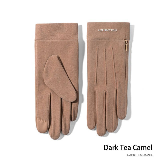 Ladies Winter Warm Cashmere Gloves DY36 Dark Tea Camel V1221-LADIES-WINTER-WARM-CASHMERE-GLOVES-DY36-DARK-TEA-CAMEL