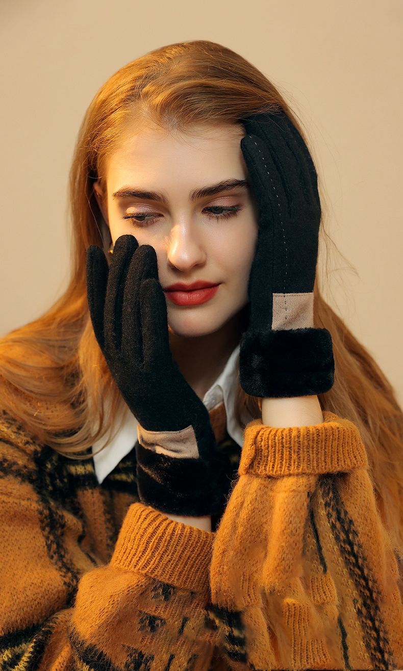 Ladies Winter Warm Cashmere Gloves DY43 Moonlight Gray V1221-LADIES-WINTER-WARM-CASHMERE-GLOVES-DY43-MOONLIGHT-GRAY