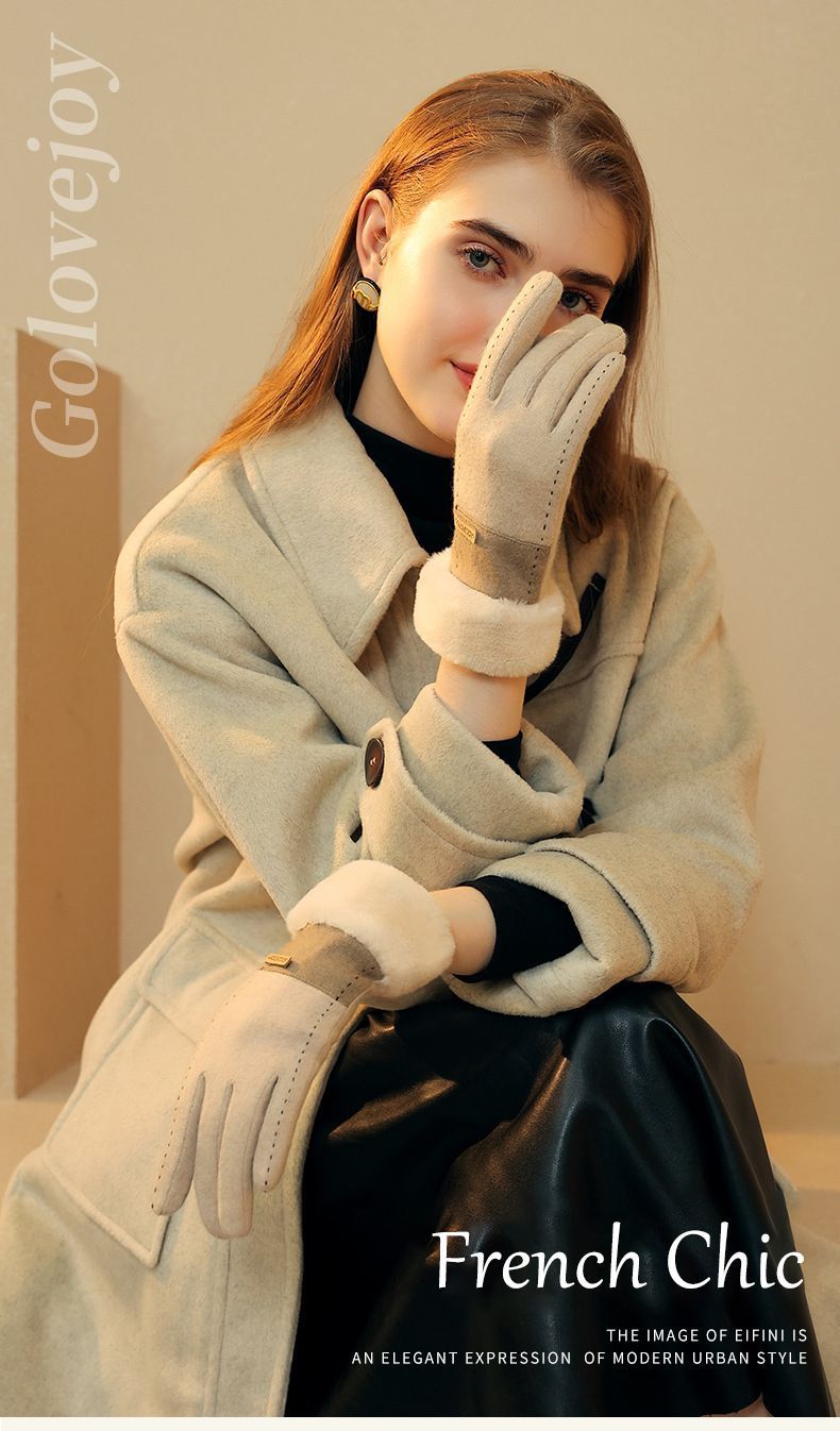 Ladies Winter Warm Cashmere Gloves DY50 Gray V1221-LADIES-WINTER-WARM-CASHMERE-GLOVES-DY50-GRAY