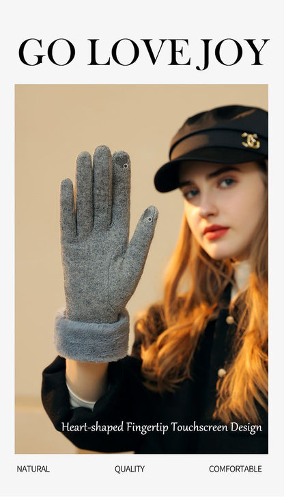 Ladies Winter Warm Cashmere Gloves DY50 Gray V1221-LADIES-WINTER-WARM-CASHMERE-GLOVES-DY50-GRAY