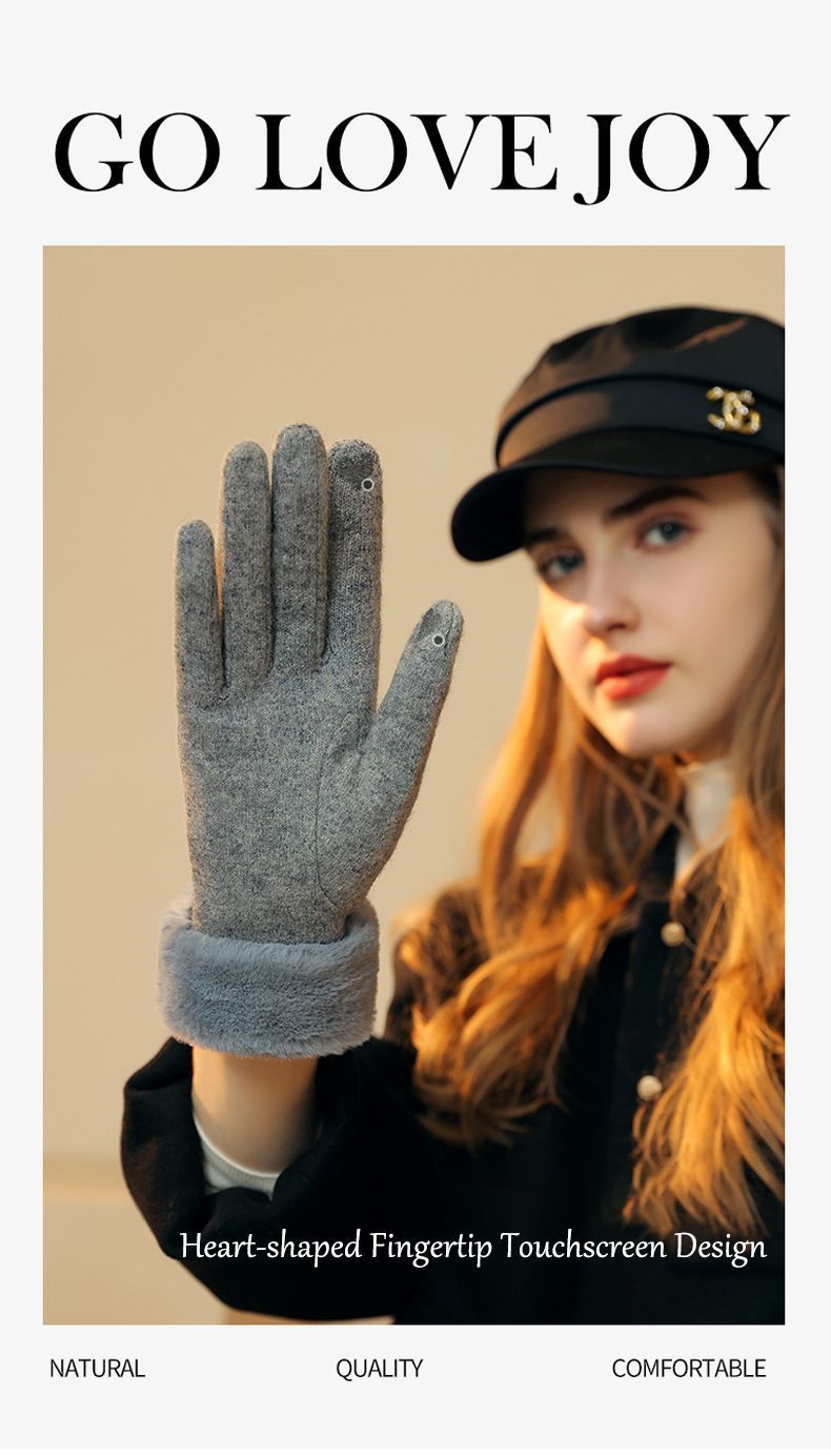 Ladies Winter Warm Cashmere Gloves DY50 Khaki V1221-LADIES-WINTER-WARM-CASHMERE-GLOVES-DY50-KHAKI