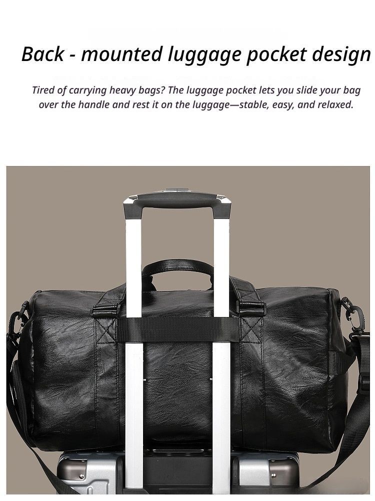 LargePULeatherTravelGymBag-Black V1221-LARGEPULEATHERTRAVELGYMBAG-BLACK