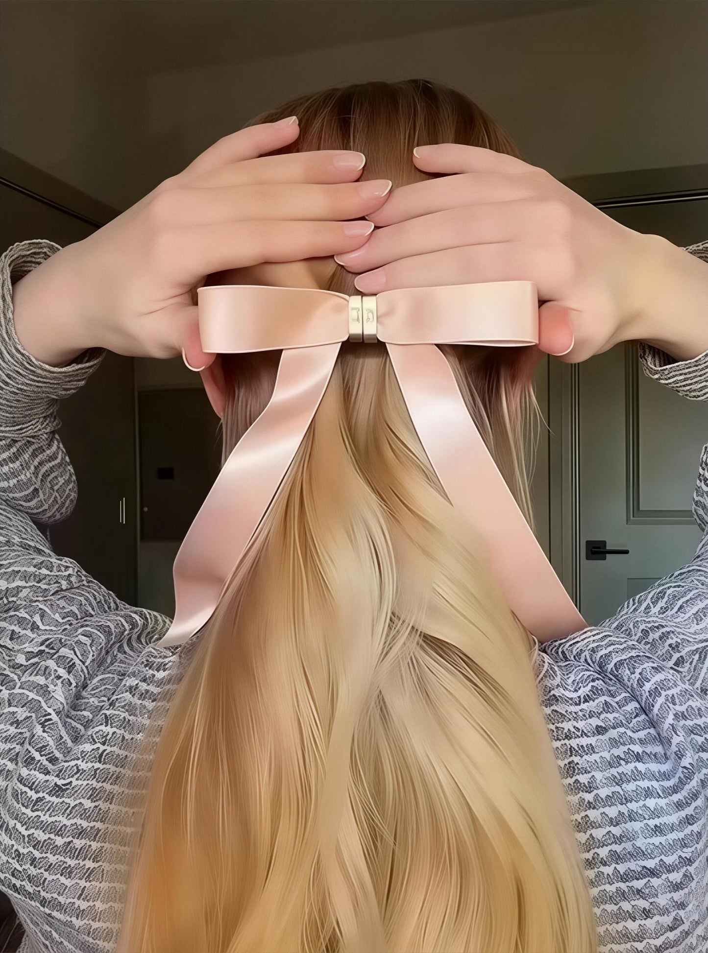 Magnetic Bow Hair Claw Clip Black V1221-MAGNETIC-BOW-HAIR-CLAW-CLIP-BLACK