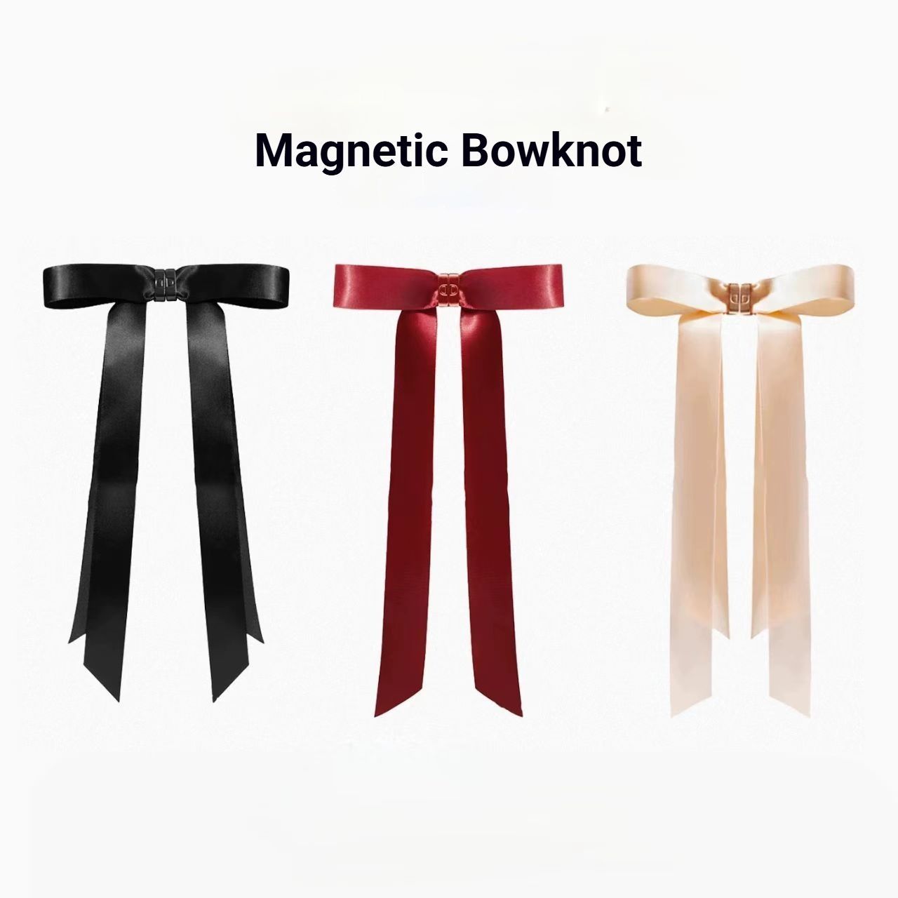 Magnetic Bow Hair Claw Clip Beige V1221-MAGNETIC-BOW-HAIR-CLAW-CLIP-OFF-WHITE