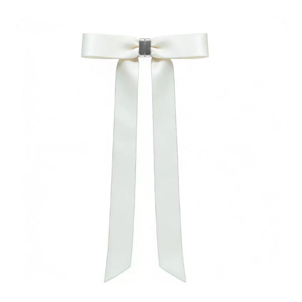 Magnetic Bow Hair Claw Clip White V1221-MAGNETIC-BOW-HAIR-CLAW-CLIP-WHITE
