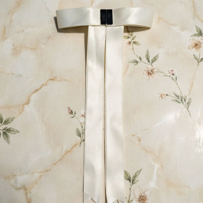 Magnetic Bow Hair Claw Clip White V1221-MAGNETIC-BOW-HAIR-CLAW-CLIP-WHITE