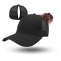Magnetic Ponytail Cap Cotton Mesh Black V1221-MAGNETIC-PONYTAIL-CAP-COTTON-MESH-BLACK