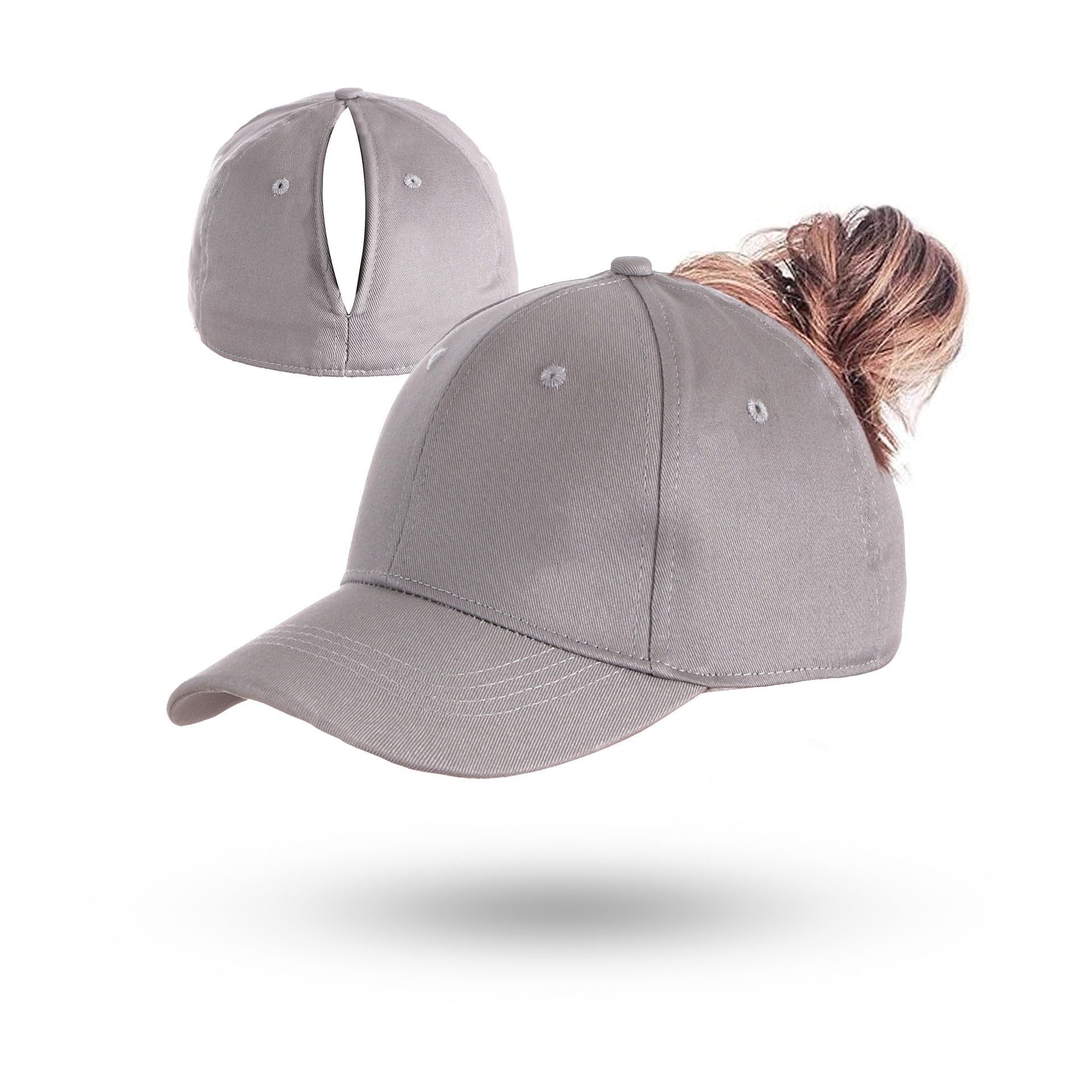 Magnetic Ponytail Cap Grey V1221-MAGNETIC-PONYTAIL-CAP-GREY