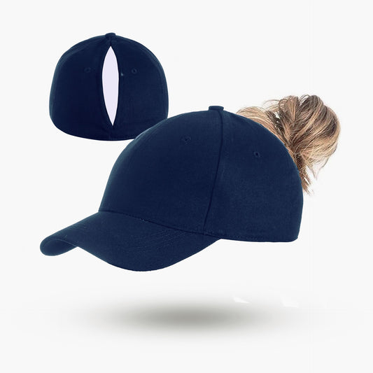 Magnetic Ponytail Cap Navy Blue V1221-MAGNETIC-PONYTAIL-CAP-NAVY-BLUE