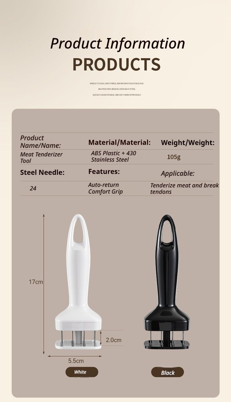 StainlessSteelMeatTenderizer V1221-MEATLOOSENINGNEEDLE-WHITE