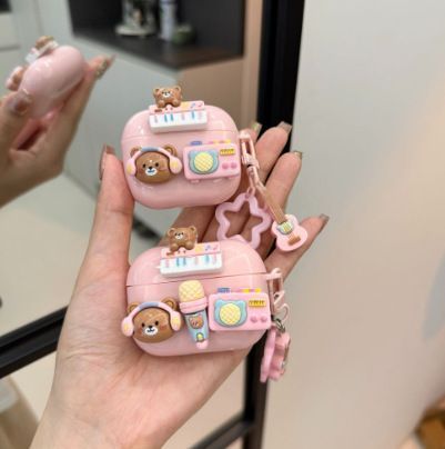 Music Bear Bluetooth Earphone Case + pendant AirPods 4 V1221-MUSIC-BEAR-BLUETOOTH-EARPHONE-CASE-PENDANT-AIRPODS-4