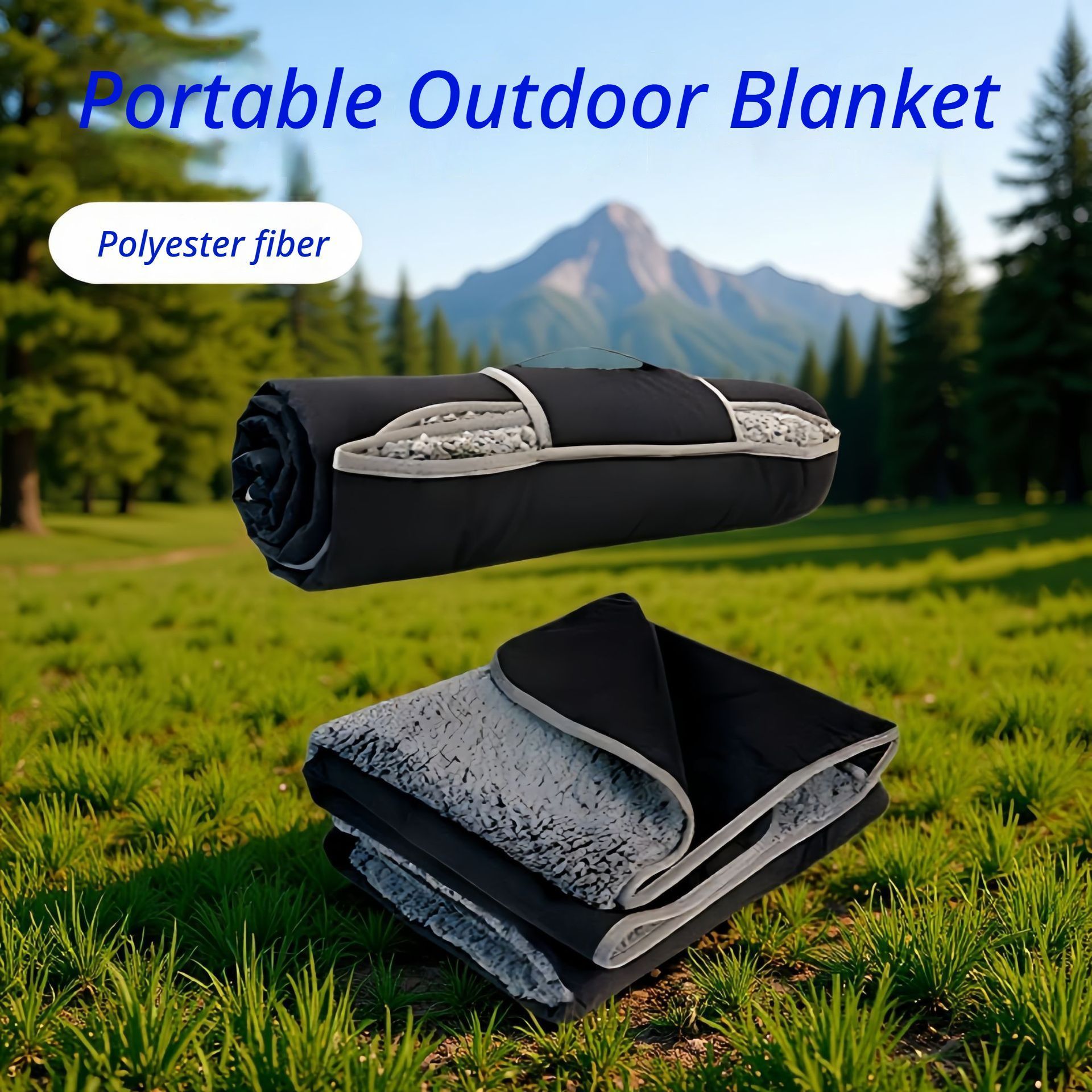 utdoor Camping Blanket - Black V1221-OUTDOOR-CAMPING-BLANKET-BLACK