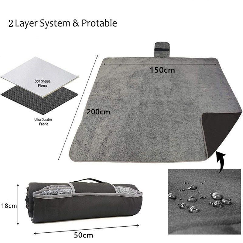 utdoor Camping Blanket - Black V1221-OUTDOOR-CAMPING-BLANKET-BLACK