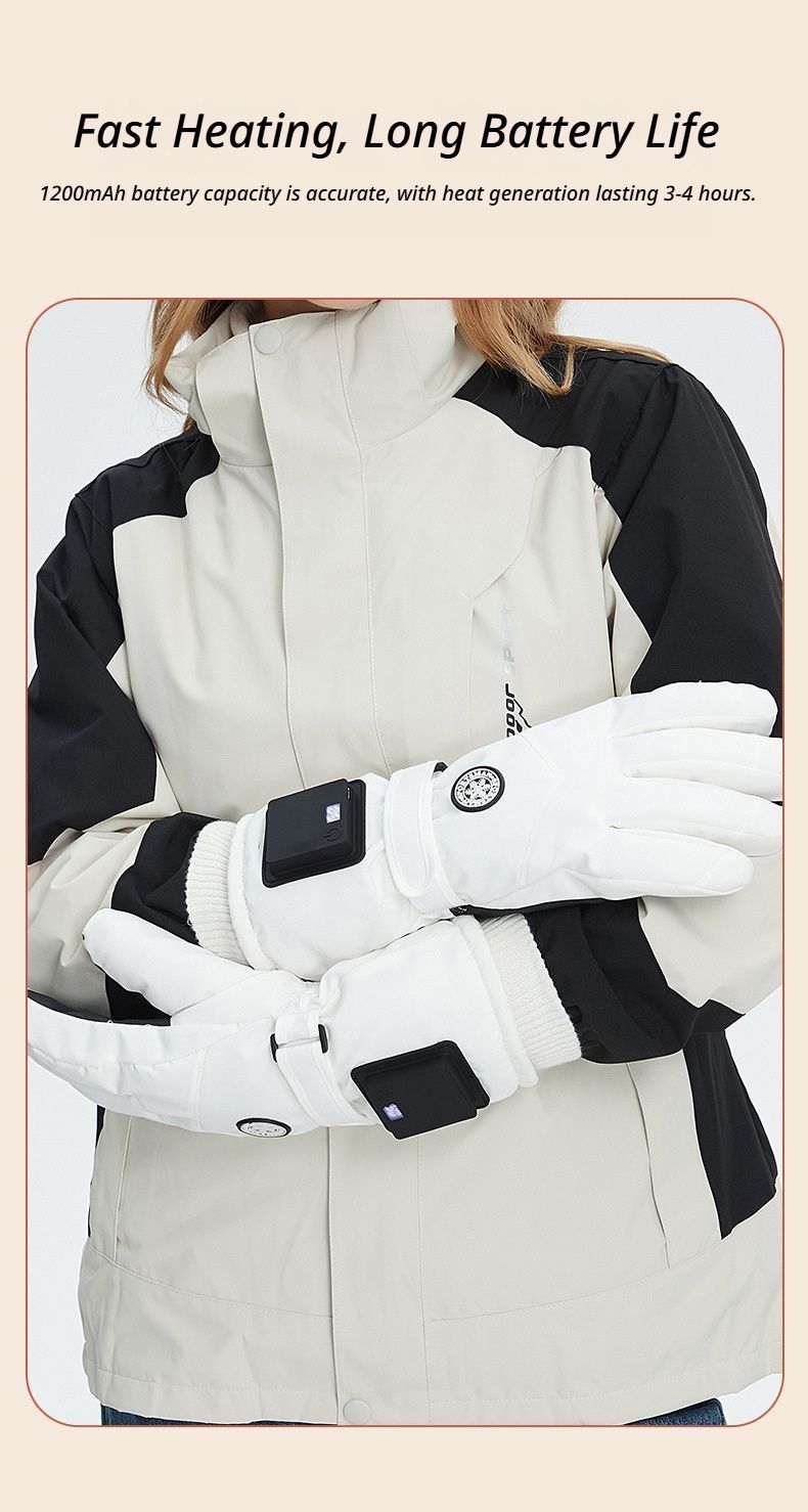 Outdoor Smart Heated Winter Gloves White V1221-OUTDOOR-SMART-HEATED-WINTER-GLOVES-WHITE