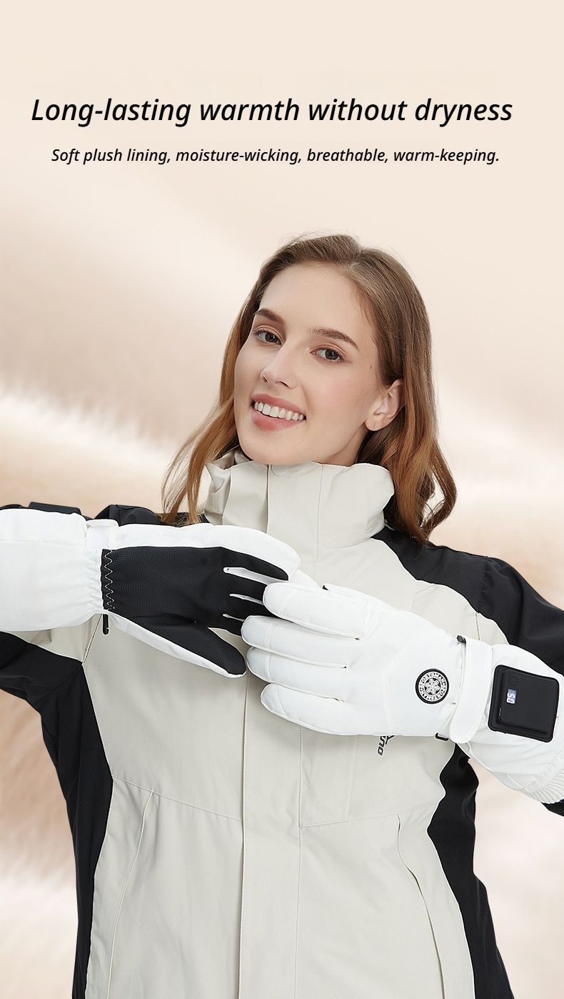 Outdoor Smart Heated Winter Gloves White V1221-OUTDOOR-SMART-HEATED-WINTER-GLOVES-WHITE