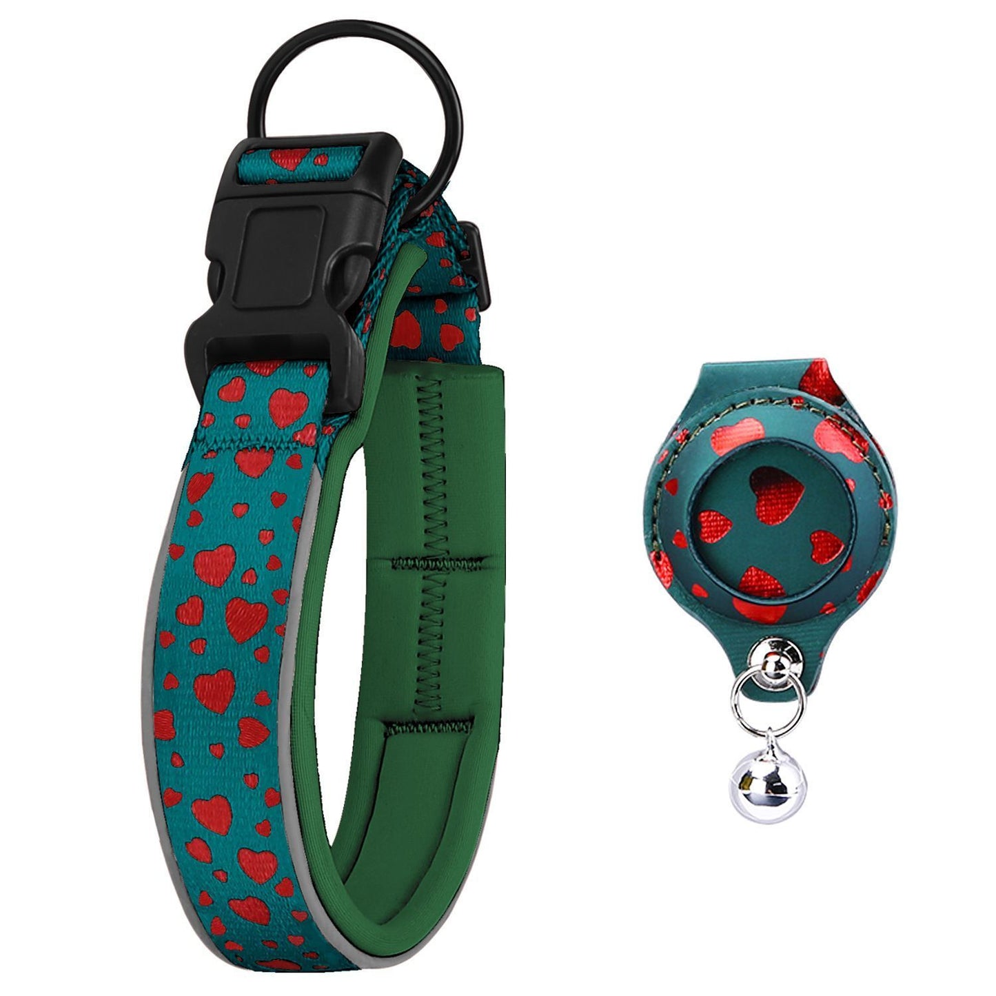 Pet positioning collar-Heart Green 1Pair1-L-without locator V1221-PET-POSITIONING-COLLAR-HEARTGREEN-1PAIR1-L-WITHOUT-LOCATOR