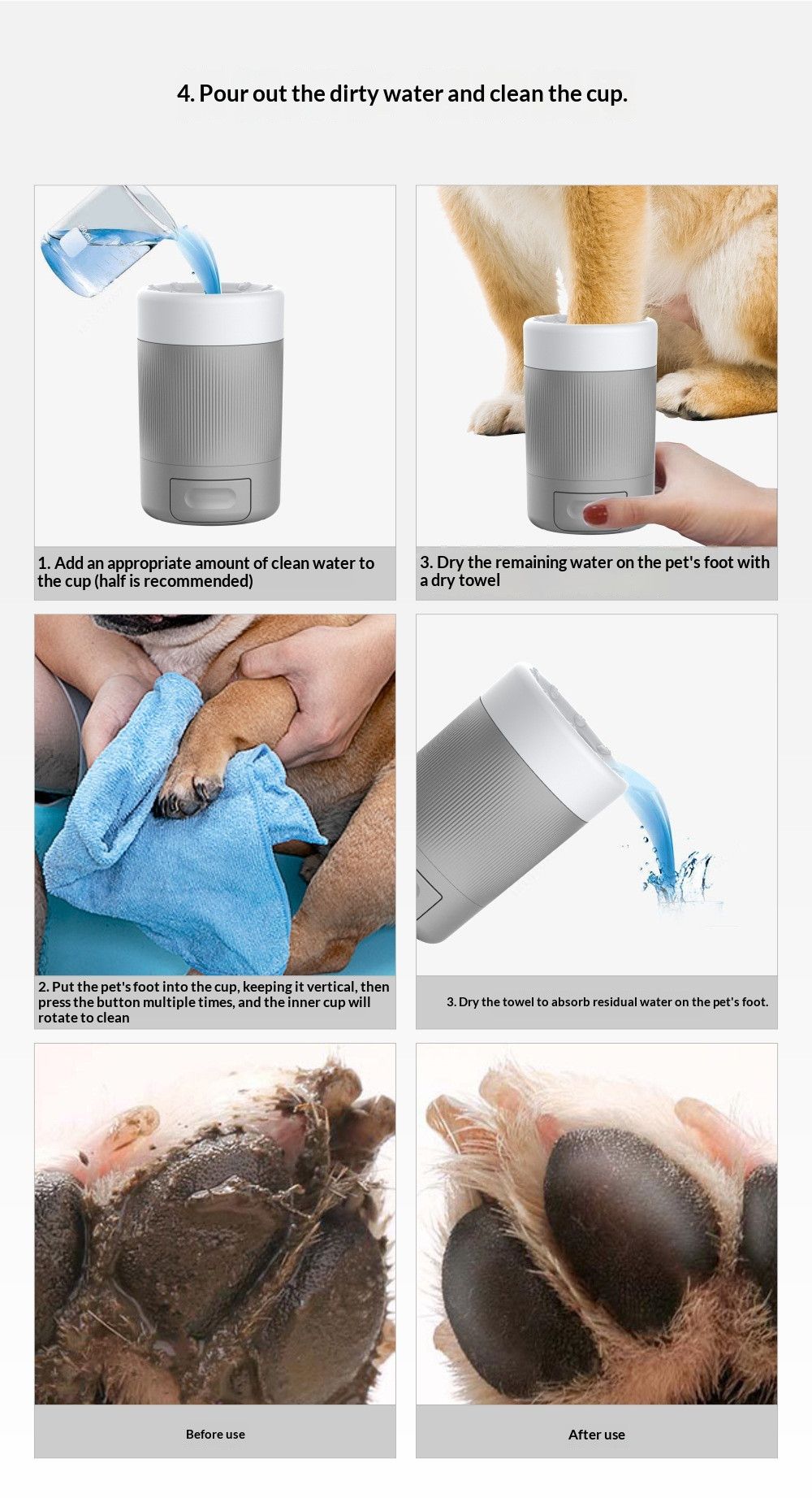 PetPawPrintCup-Gray V1221-PETPAWPRINTCUP-GRAY