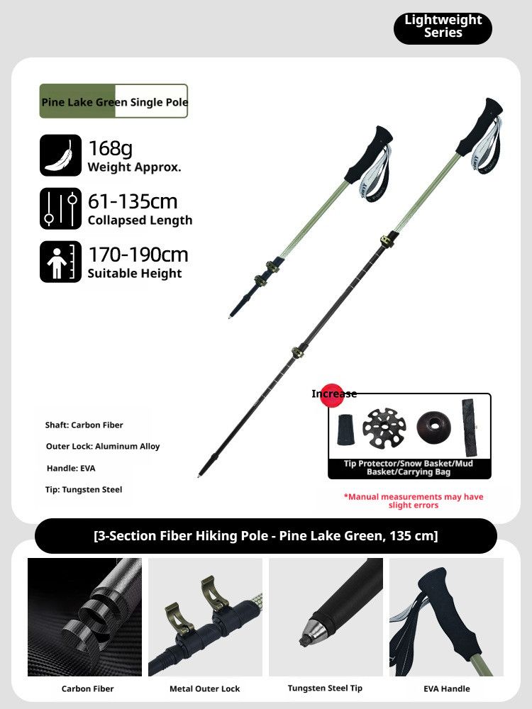 CarbonFiberTelescopicPole-ForHeightsUnder190cm V1221-PINELAKEGREEN-HEIGHTUNDER190CM