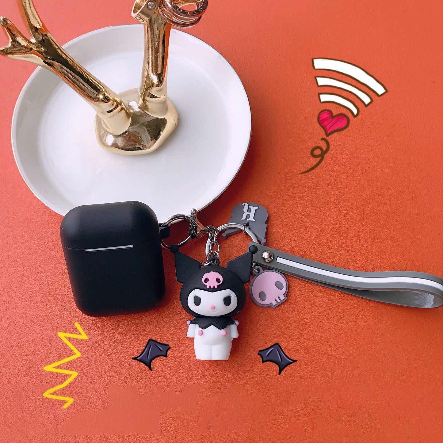 Pink set + geometric rabbit Apple AirPods pro V1221-PINK-SET-GEOMETRIC-RABBIT-APPLE-AIRPODS-PRO