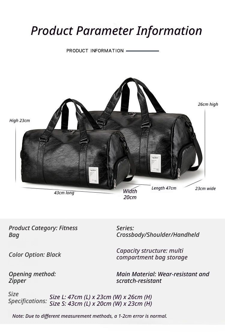 PULeatherTravelGymBagSmall-Black V1221-PULEATHERTRAVELGYMBAGSMALL-BLACK