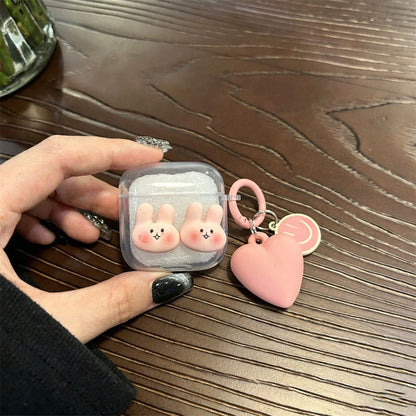 Rabbit Clear Case + Pink Heart Keychain V1221-RABBIT-CLEAR-CASE-PINK-HEART-KEYCHAIN