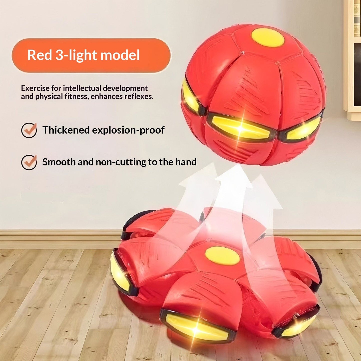 TransformingFlyingSaucerBall-Red(ThreeLights) V1221-REDTHREE-LIGHTVERSION