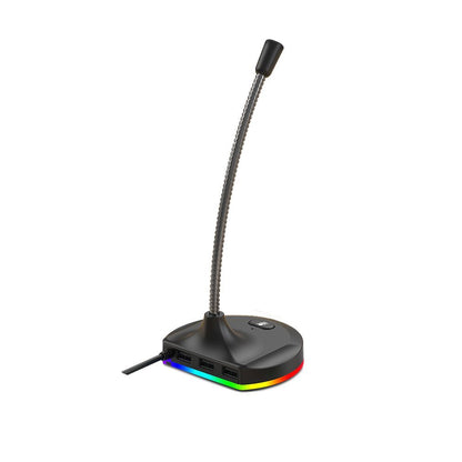RGB Desktop Microphone 3 USB HUB Model Black V1221-RGB-DESKTOP-MICROPHONE-3-USB-HUB-MODEL-BLACK