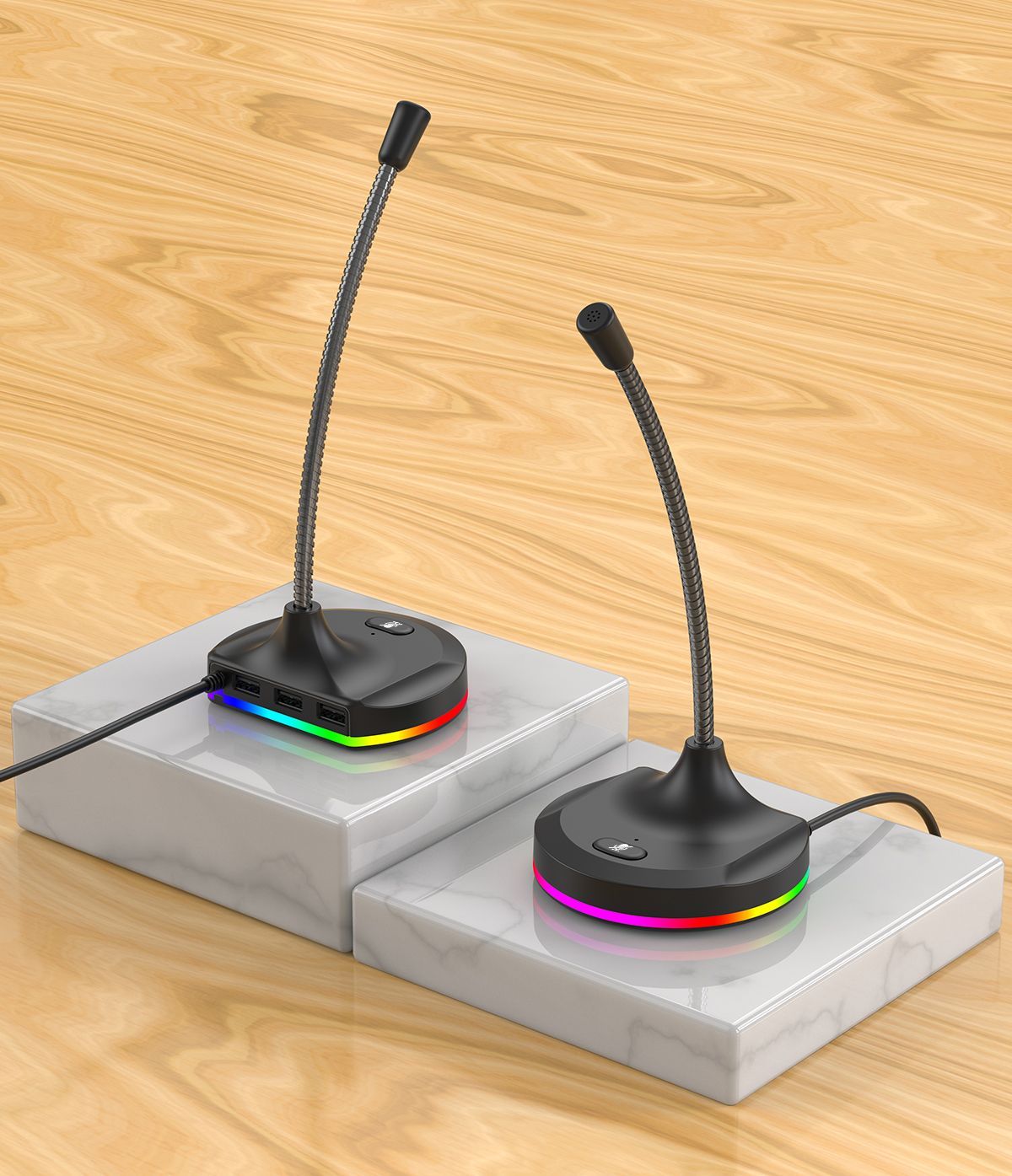 RGB Desktop Microphone 3 USB HUB Model Black V1221-RGB-DESKTOP-MICROPHONE-3-USB-HUB-MODEL-BLACK