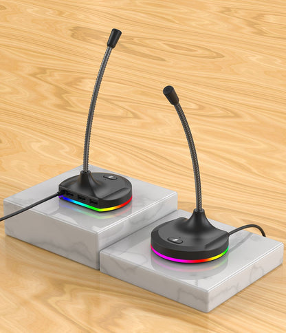 RGB Desktop Microphone 3 USB HUB Model Black V1221-RGB-DESKTOP-MICROPHONE-3-USB-HUB-MODEL-BLACK
