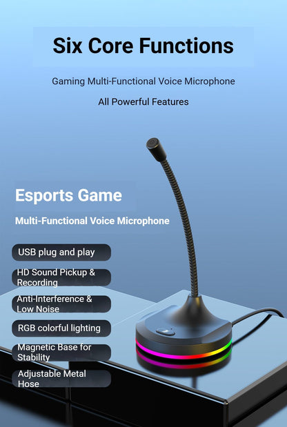 RGB Desktop Microphone Standard Model Black V1221-RGB-DESKTOP-MICROPHONE-STANDARD-MODEL-BLACK