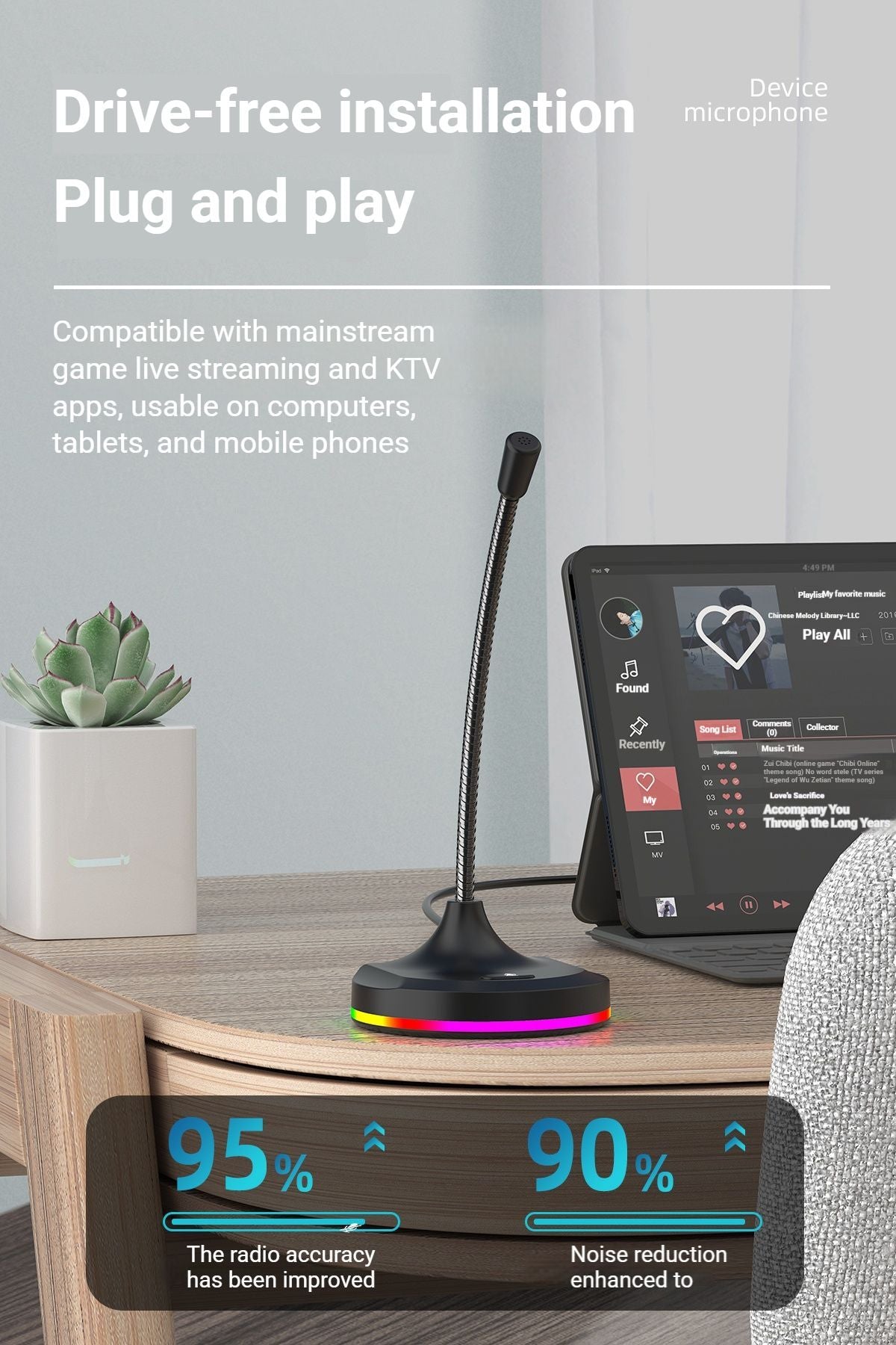 RGB Desktop Microphone Standard Model Black V1221-RGB-DESKTOP-MICROPHONE-STANDARD-MODEL-BLACK